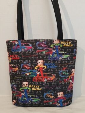 Betty Boop Multicolor Racing Tote Bag/Black Straps